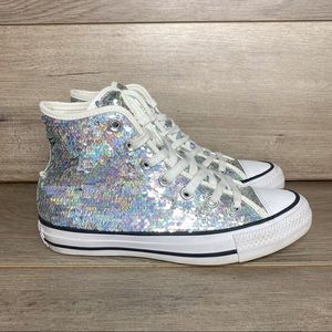 sequin converse silver